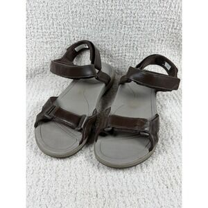 Vionic Mens Canoe LEO Size 11 Brown Adjustable Leather Straps Walking Sandals‎